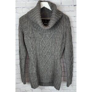 BARBOUR Jumper Women’s Size UK 12 Grey Marl Cable Knit Cowl Neck Sweater